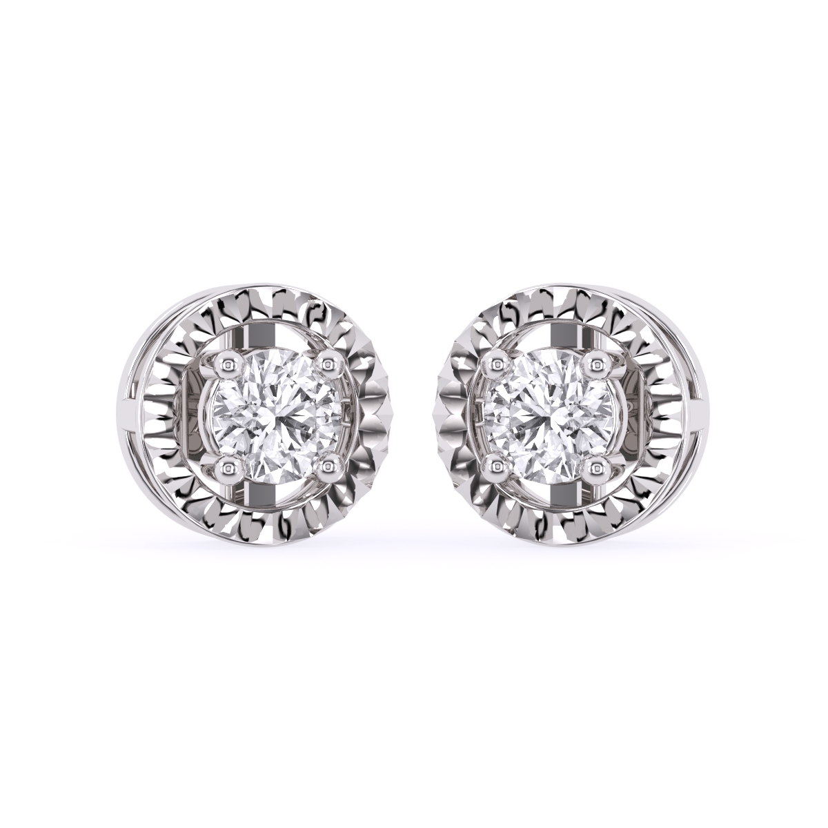 Modern Round Diamond Milgrain Setting Studs